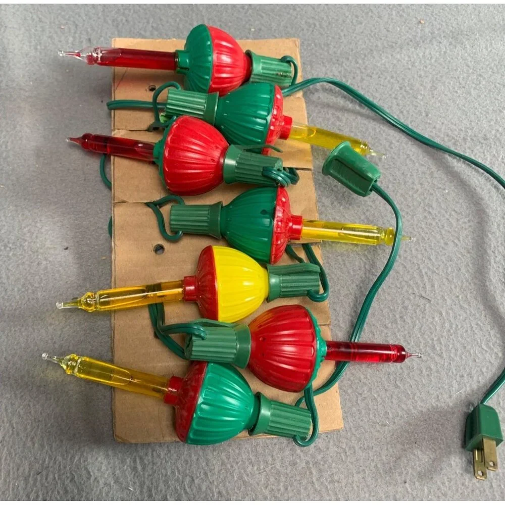 Vintage 50s Bubble Christmas Light Set of 7 Working